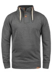 !Solid TripTroyer Herren Sweatshirt Pullover Troyer Pulli Mit Stehkragen Und Knopfverschluss Grau/Dunkelgrau/Hellgrau