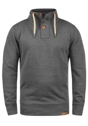 !Solid TripTroyer Herren Sweatshirt Pullover Troyer Pulli Mit Stehkragen Und Knopfverschluss Grau/Dunkelgrau/Hellgrau
