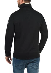 !Solid TripTroyer Herren Sweatshirt Pullover Troyer Pulli Mit Stehkragen Und Knopfverschluss Schwarz/Dunkelblau