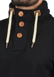 !Solid TripTroyer Herren Sweatshirt Pullover Troyer Pulli Mit Stehkragen Und Knopfverschluss Schwarz/Dunkelblau
