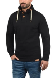 !Solid TripTroyer Herren Sweatshirt Pullover Troyer Pulli Mit Stehkragen Und Knopfverschluss Schwarz/Dunkelblau