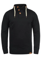 !Solid TripTroyer Herren Sweatshirt Pullover Troyer Pulli Mit Stehkragen Und Knopfverschluss Schwarz/Dunkelblau