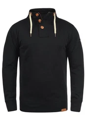!Solid TripTroyer Herren Sweatshirt Pullover Troyer Pulli Mit Stehkragen Und Knopfverschluss Schwarz/Dunkelblau