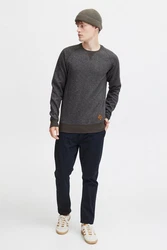 !Solid VituNeck Herren Sweatshirt Pullover Pulli Mit Rundhalsausschnitt Dunkelgrau/Grau/Orange