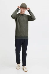 !Solid VituNeck Herren Sweatshirt Pullover Pulli Mit Rundhalsausschnitt Dunkelgrün/Grau