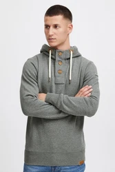 !Solid TripStrip Herren Kapuzenpullover Hoodie Pullover Mit Kapuze Knopfleiste Hellgrau/Grau