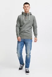 !Solid TripStrip Herren Kapuzenpullover Hoodie Pullover Mit Kapuze Knopfleiste Hellgrau/Grau
