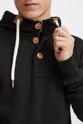 !Solid TripStrip Herren Kapuzenpullover Hoodie Pullover Mit Kapuze Knopfleiste Schwarz/Dunkelgrau