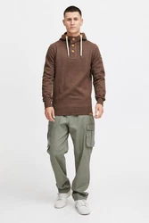 !Solid TripStrip Herren Kapuzenpullover Hoodie Pullover Mit Kapuze Knopfleiste Braun/Dunkelrot/Rot