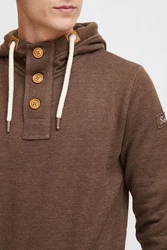 !Solid TripStrip Herren Kapuzenpullover Hoodie Pullover Mit Kapuze Knopfleiste Braun/Dunkelrot/Rot