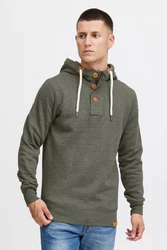 !Solid TripStrip Herren Kapuzenpullover Hoodie Pullover Mit Kapuze Knopfleiste Dunkelgrün