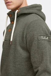 !Solid TripStrip Herren Kapuzenpullover Hoodie Pullover Mit Kapuze Knopfleiste Dunkelgrün