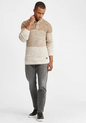 !Solid Troyer Strickpulli mit Stehkragen Beige/Braun/Orange