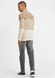 !Solid Troyer Strickpulli mit Stehkragen Beige/Braun/Orange