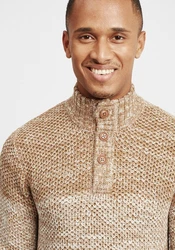 !Solid Troyer Strickpulli mit Stehkragen Beige/Braun/Orange