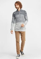 !Solid Troyer Strickpulli mit Stehkragen Grau/Hellgrau/Dunkelblau/Dunkelgrau