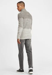 !Solid Troyer Strickpulli mit Stehkragen Grau/Hellgrau/Braun