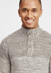 !Solid Troyer Strickpulli mit Stehkragen Grau/Hellgrau/Braun