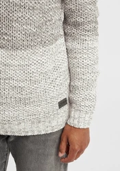 !Solid Troyer Strickpulli mit Stehkragen Grau/Hellgrau/Braun