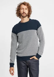 !Solid Herren Strickpullover Rapel Dunkelblau/Grau/Hellblau