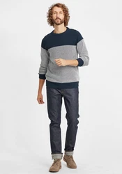 !Solid Herren Strickpullover Rapel Dunkelblau/Grau/Hellblau