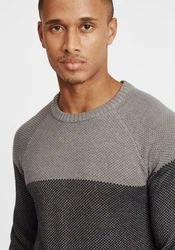 !Solid Herren Strickpullover Rapel Dunkelgrau/Grau
