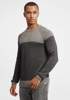 !Solid Herren Strickpullover Rapel Dunkelgrau/Grau