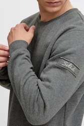 !Solid Trip O-Neck Herren Sweatshirt Pullover Pulli Mit Rundhalsausschnitt Und Fleece-Innenseite Dunkelgrau/Hellgrau/Grau