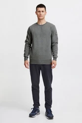 !Solid Trip O-Neck Herren Sweatshirt Pullover Pulli Mit Rundhalsausschnitt Und Fleece-Innenseite Dunkelgrau/Hellgrau/Grau