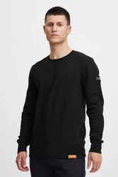 !Solid Trip O-Neck Herren Sweatshirt Pullover Pulli Mit Rundhalsausschnitt Und Fleece-Innenseite Schwarz