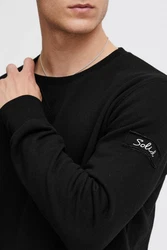 !Solid Trip O-Neck Herren Sweatshirt Pullover Pulli Mit Rundhalsausschnitt Und Fleece-Innenseite Schwarz
