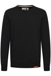 !Solid Trip O-Neck Herren Sweatshirt Pullover Pulli Mit Rundhalsausschnitt Und Fleece-Innenseite Schwarz