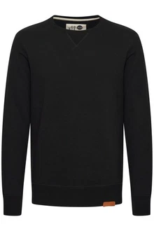 !Solid Trip O-Neck Herren Sweatshirt Pullover Pulli Mit Rundhalsausschnitt Und Fleece-Innenseite Schwarz