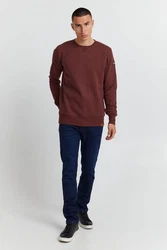!Solid Trip O-Neck Herren Sweatshirt Pullover Pulli Mit Rundhalsausschnitt Und Fleece-Innenseite Dunkelrot/Braun/Bordeaux/Rot