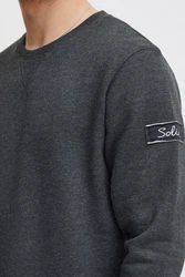 !Solid Trip O-Neck Herren Sweatshirt Pullover Pulli Mit Rundhalsausschnitt Und Fleece-Innenseite Dark Grey Melange