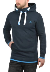 !Solid Benjamin Hood Herren Kapuzenpullover Hoodie Pullover Mit Kapuze Cross-Over-Kragen Und Fleece-Innenseite Dunkelblau/Blau/Hellblau
