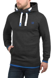 !Solid Benjamin Hood Herren Kapuzenpullover Hoodie Pullover Mit Kapuze Cross-Over-Kragen Und Fleece-Innenseite Dunkelblau/Dunkelgrau/Grau