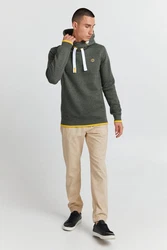 !Solid Benjamin Hood Herren Kapuzenpullover Hoodie Pullover Mit Kapuze Cross-Over-Kragen Und Fleece-Innenseite Grau/Dunkelgrün/Dunkelgrau/Hellgrau/Grün