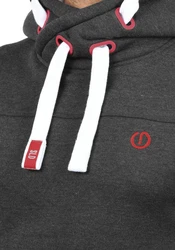 !Solid Benjamin Hood Herren Kapuzenpullover Hoodie Pullover Mit Kapuze Cross-Over-Kragen Und Fleece-Innenseite Dunkelgrau/Rot/Grau/Hellgrau/Dunkelrot