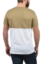 !Solid Kold Herren Rundhalsshirt Kurzarmshirt mit Streifen und Brusttasche Khaki/Beige/Braun/Dunkelgrün