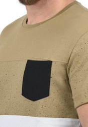 !Solid Kold Herren Rundhalsshirt Kurzarmshirt mit Streifen und Brusttasche Khaki/Beige/Braun/Dunkelgrün