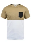 !Solid Kold Herren Rundhalsshirt Kurzarmshirt mit Streifen und Brusttasche Khaki/Beige/Braun/Dunkelgrün