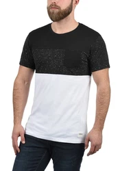 !Solid Kold Herren Rundhalsshirt Kurzarmshirt mit Streifen und Brusttasche Schwarz/Weiß/Silber