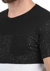 !Solid Kold Herren Rundhalsshirt Kurzarmshirt mit Streifen und Brusttasche Schwarz/Weiß/Silber