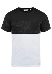 !Solid Kold Herren Rundhalsshirt Kurzarmshirt mit Streifen und Brusttasche Schwarz/Weiß/Silber