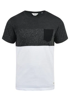 !Solid Kold Herren Rundhalsshirt Kurzarmshirt mit Streifen und Brusttasche Dunkelgrau/Grau/Hellgrau/Schwarz/Weiß