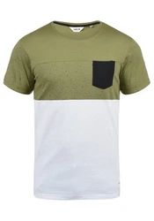 !Solid Kold Herren Rundhalsshirt Kurzarmshirt mit Streifen und Brusttasche Dunkelgrün