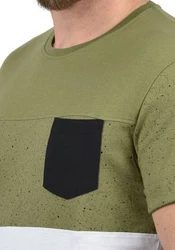 !Solid Kold Herren Rundhalsshirt Kurzarmshirt mit Streifen und Brusttasche Dunkelgrün