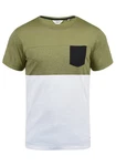!Solid Kold Herren Rundhalsshirt Kurzarmshirt mit Streifen und Brusttasche Dunkelgrün