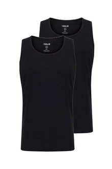 !Solid Tanktop SDCasal 2er-Pack Schwarz/Dunkelblau/Blau